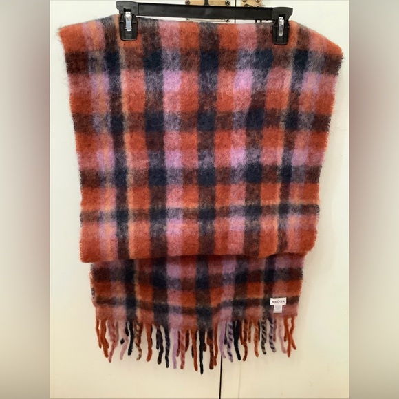 Brora Accessories - Brora Tartan Mohair /Alpaca Blend Red-Black Plaid XL Scarf Shawl 21” X 88”